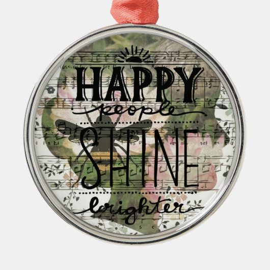 Happy People Digital Art Collage Metalen Ornament (Voorkant)