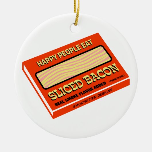 Happy People eet Bacon Keramisch Ornament (Voorkant)