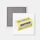 Happy People eet Butter (blauw) Magneet (Voorkant / Achterkant)
