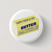 Happy People eet Butter (blauw) Ronde Button 3,2 Cm (Voorkant)