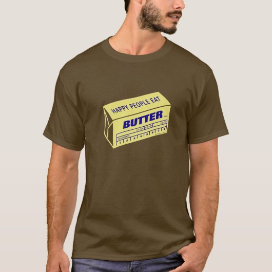 Happy People eet Butter (blauw) T-shirt (Voorkant)