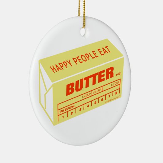Happy People eet Butter (rood) Keramisch Ornament (Rechts)
