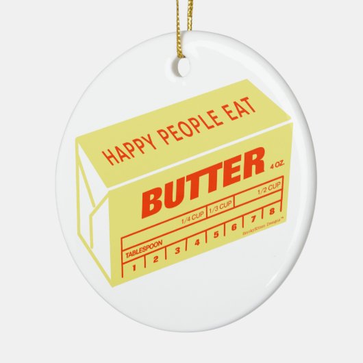 Happy People eet Butter (rood) Keramisch Ornament (Links)