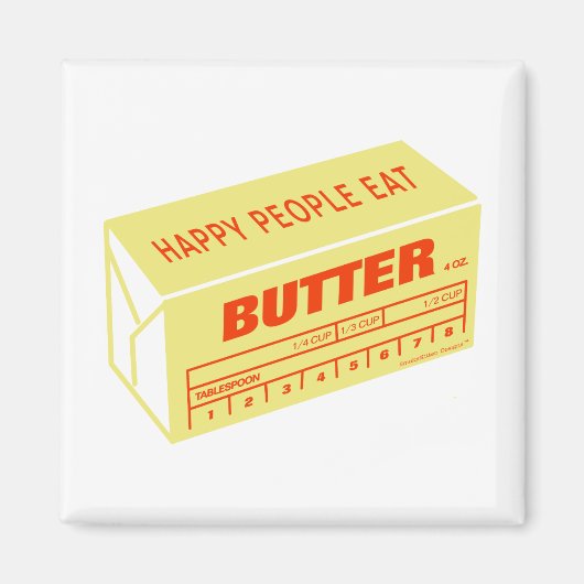Happy People eet Butter (rood) Magneet (Voorkant)