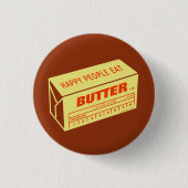 Happy People eet Butter (rood) Ronde Button 3,2 Cm (Voorkant)