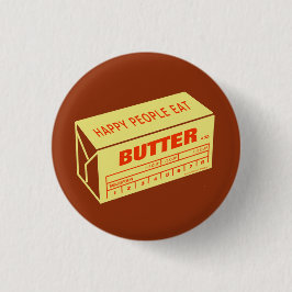 Happy People eet Butter (rood) Ronde Button 3,2 Cm