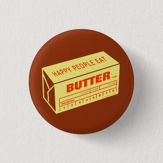 Happy People eet Butter (rood) Ronde Button 3,2 Cm (Voorkant)