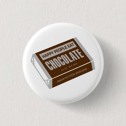 Happy People eet Chocolade Ronde Button 3,2 Cm (Voorkant)