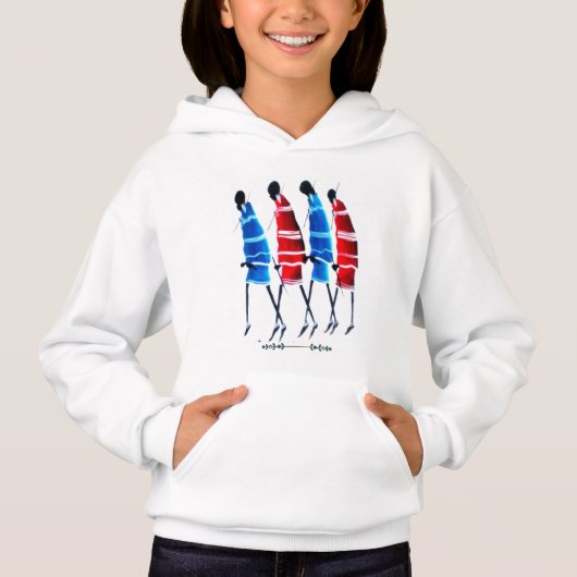 Happy People: Maasai Warriors Walking Art Print T- (Voorkant)