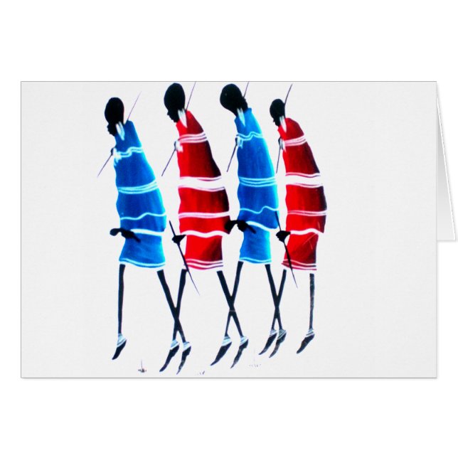 Happy People Masai Warriors Walking Art Print (Voorkant Horizontaal)