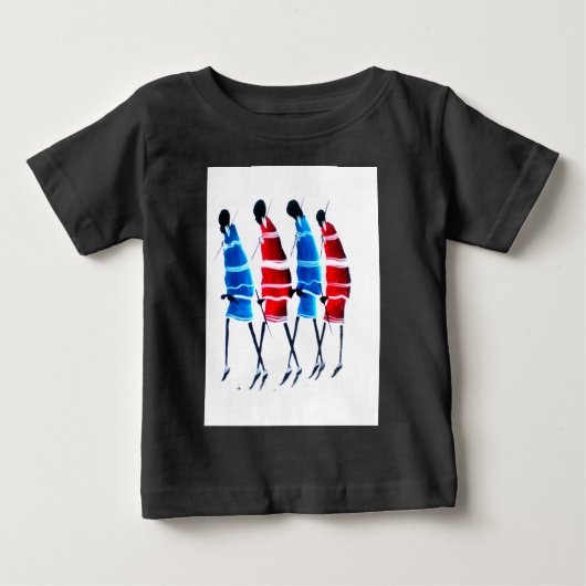 Happy People Masai Warriors Walking Art Print (Voorkant)