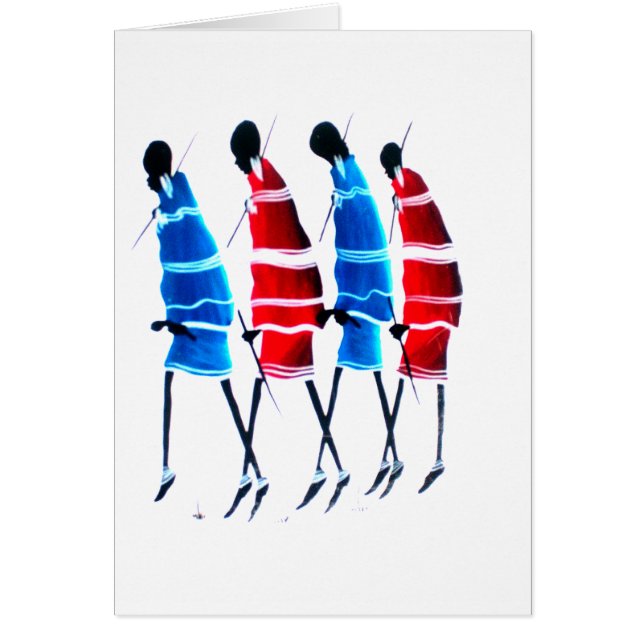 Happy People Masai Warriors Walking Art Print (Voorkant)