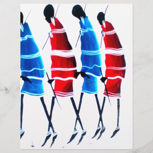 Happy People Masai Warriors Walking Art Print (Voorkant)