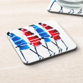 Happy People Masai Warriors Walking Art Print Bier Onderzetter (Linkerzijde)