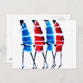 Happy People Masai Warriors Walking Art Print Briefkaart (Voorkant / Achterkant)