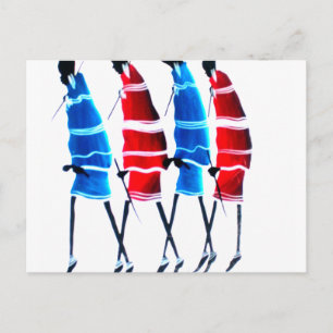 Happy People Masai Warriors Walking Art Print Briefkaart