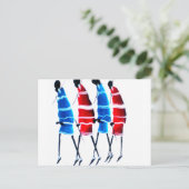 Happy People Masai Warriors Walking Art Print Briefkaart (Staand voorkant)