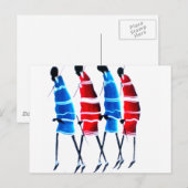 Happy People Masai Warriors Walking Art Print Briefkaart (Voorkant / Achterkant)