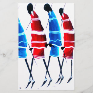 Happy People Masai Warriors Walking Art Print Briefpapier