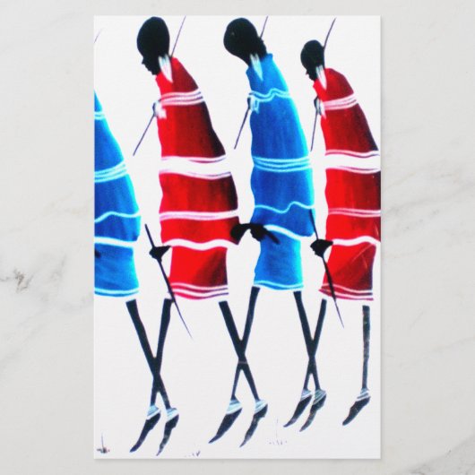 Happy People Masai Warriors Walking Art Print Briefpapier (Voorkant)
