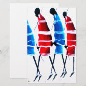 Happy People Masai Warriors Walking Art Print Briefpapier (Voorkant / Achterkant)