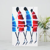 Happy People Masai Warriors Walking Art Print Briefpapier (Staand voorkant)