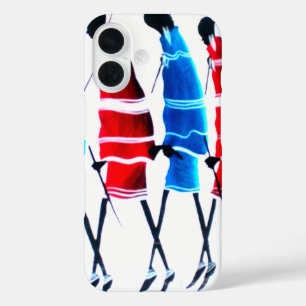 Happy People Masai Warriors Walking Art Print iPhone 16 Hoesje