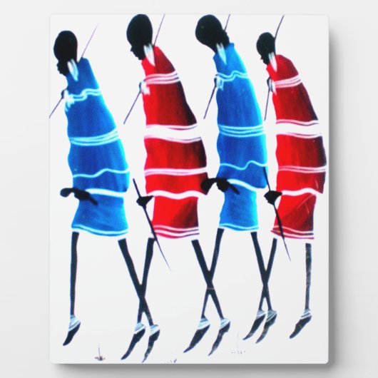 Happy People Masai Warriors Walking Art Print Fotoplaat (Voorkant)