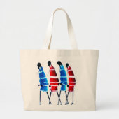 Happy People Masai Warriors Walking Art Print Grote Tote Bag (Voorkant)