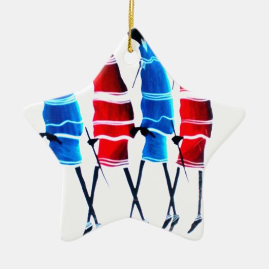 Happy People Masai Warriors Walking Art Print Keramisch Ornament (Voorkant)