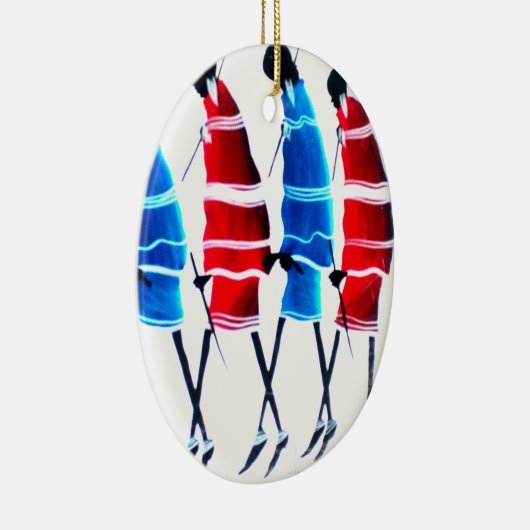 Happy People Masai Warriors Walking Art Print Keramisch Ornament (Rechts)