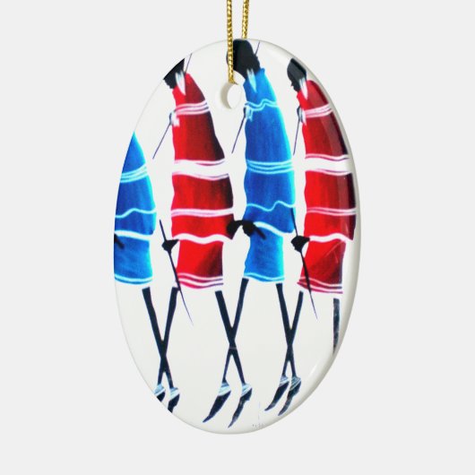 Happy People Masai Warriors Walking Art Print Keramisch Ornament (Links)