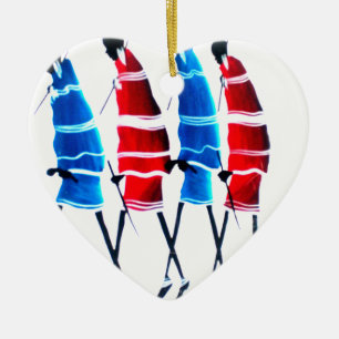 Happy People Masai Warriors Walking Art Print Keramisch Ornament