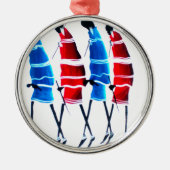 Happy People Masai Warriors Walking Art Print Metalen Ornament (Voorkant)