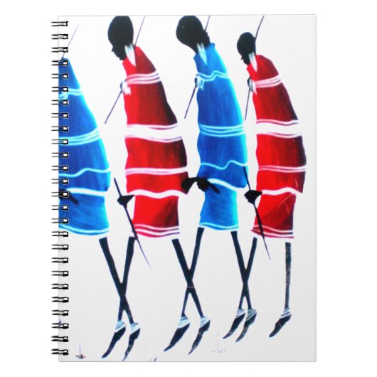 Happy People Masai Warriors Walking Art Print Notitieboek (Voorkant)