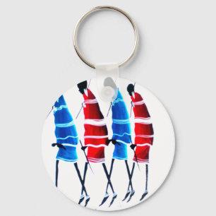 Happy People Masai Warriors Walking Art Print Sleutelhanger