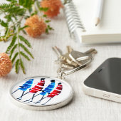 Happy People Masai Warriors Walking Art Print Sleutelhanger (Zijkant)