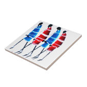 Happy People Masai Warriors Walking Art Print Tegeltje (Zijkant)