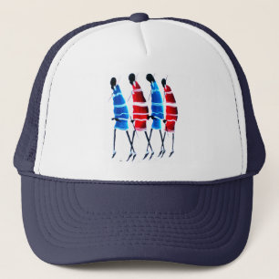 Happy People Masai Warriors Walking Art Print Trucker Pet