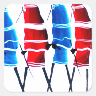 Happy People Masai Warriors Walking Art Print Vierkante Sticker