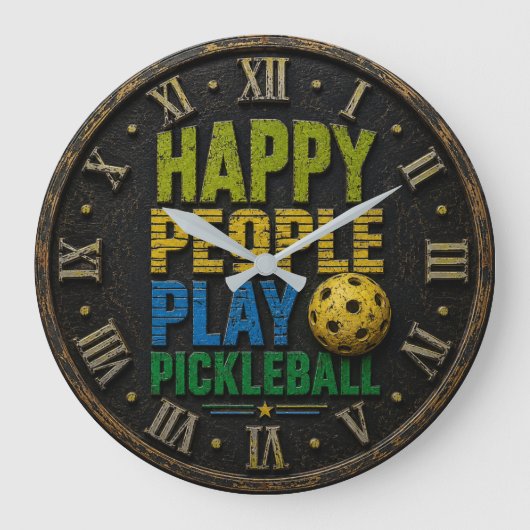 Happy People Play Pickleball Grote Klok (Voorkant)
