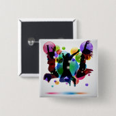 Happy People Vierkante Button 5,1 Cm (Voorkant /achterkant)