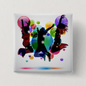 Happy People Vierkante Button 5,1 Cm (Voorkant)