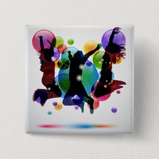 Happy People Vierkante Button 5,1 Cm (Voorkant)