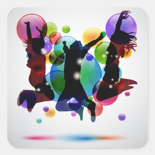 Happy People Vierkante Sticker (Voorkant)