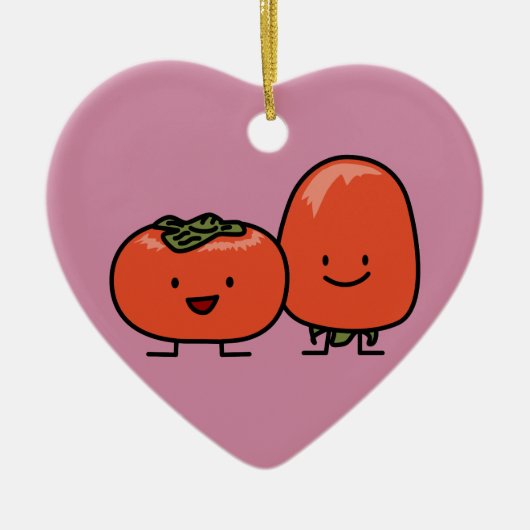 Happy Persimmon Pair Persimmons Sweet Fruit Keramisch Ornament (Voorkant)