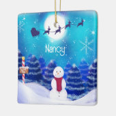 Happy Persoonlijke kerstman Keramisch Ornament (Links)