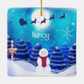 Happy Persoonlijke kerstman Keramisch Ornament (Achterkant)