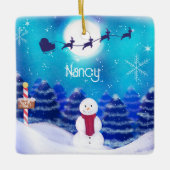 Happy Persoonlijke kerstman Keramisch Ornament (Voorkant)