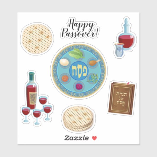 Happy Pesach Spring Pesach Seder Symbolen Sticker (Vel)